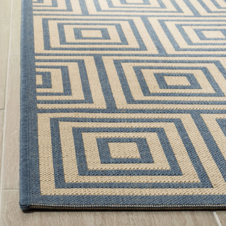 SAFAVIEH Outdoor LND173N Linden Collection Cream / Blue Rug Image 8