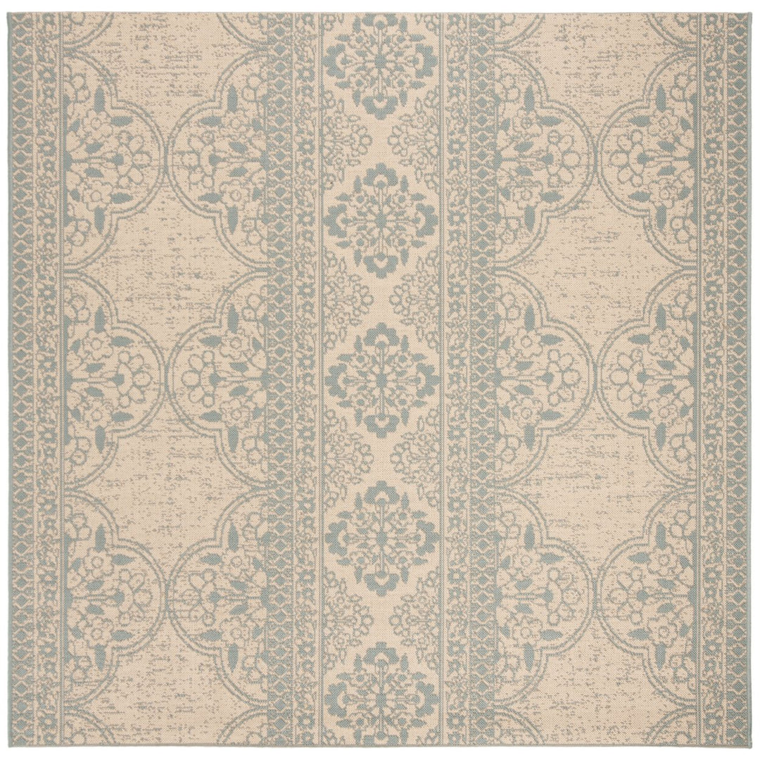 SAFAVIEH Outdoor LND174K Linden Collection Aqua / Cream Rug Image 1