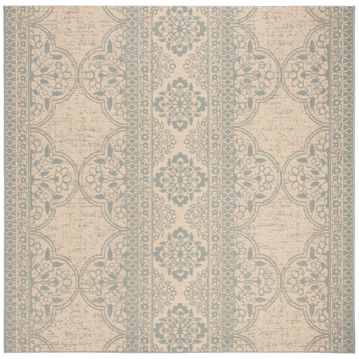 SAFAVIEH Outdoor LND174K Linden Collection Aqua / Cream Rug Image 1