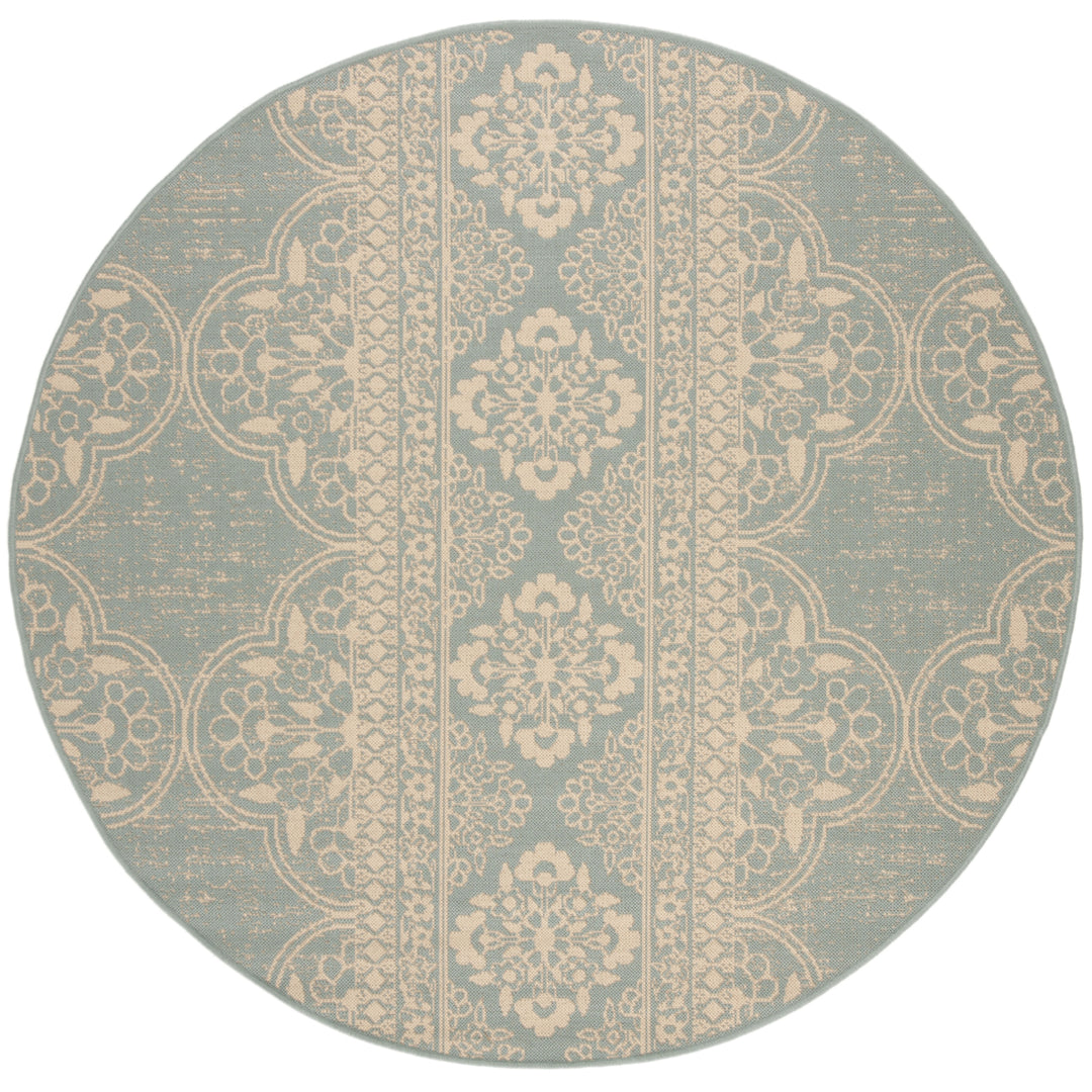 SAFAVIEH Outdoor LND174L Linden Collection Cream / Aqua Rug Image 5