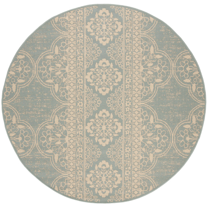 SAFAVIEH Outdoor LND174L Linden Collection Cream / Aqua Rug Image 5