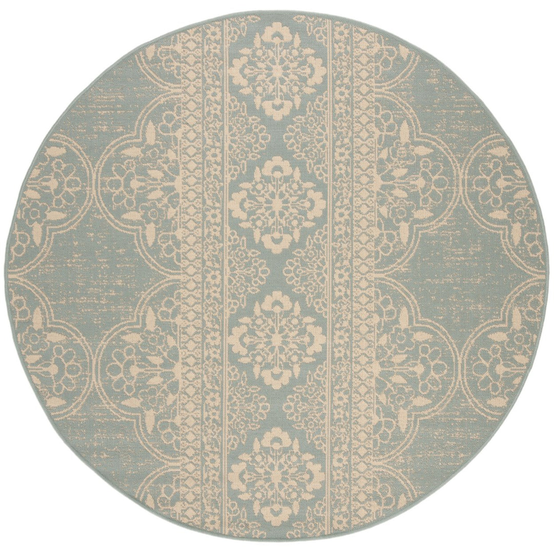 SAFAVIEH Outdoor LND174L Linden Collection Cream / Aqua Rug Image 1