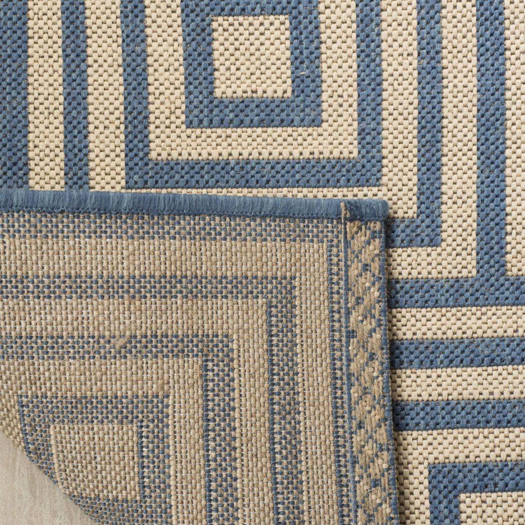 SAFAVIEH Outdoor LND173N Linden Collection Cream / Blue Rug Image 9