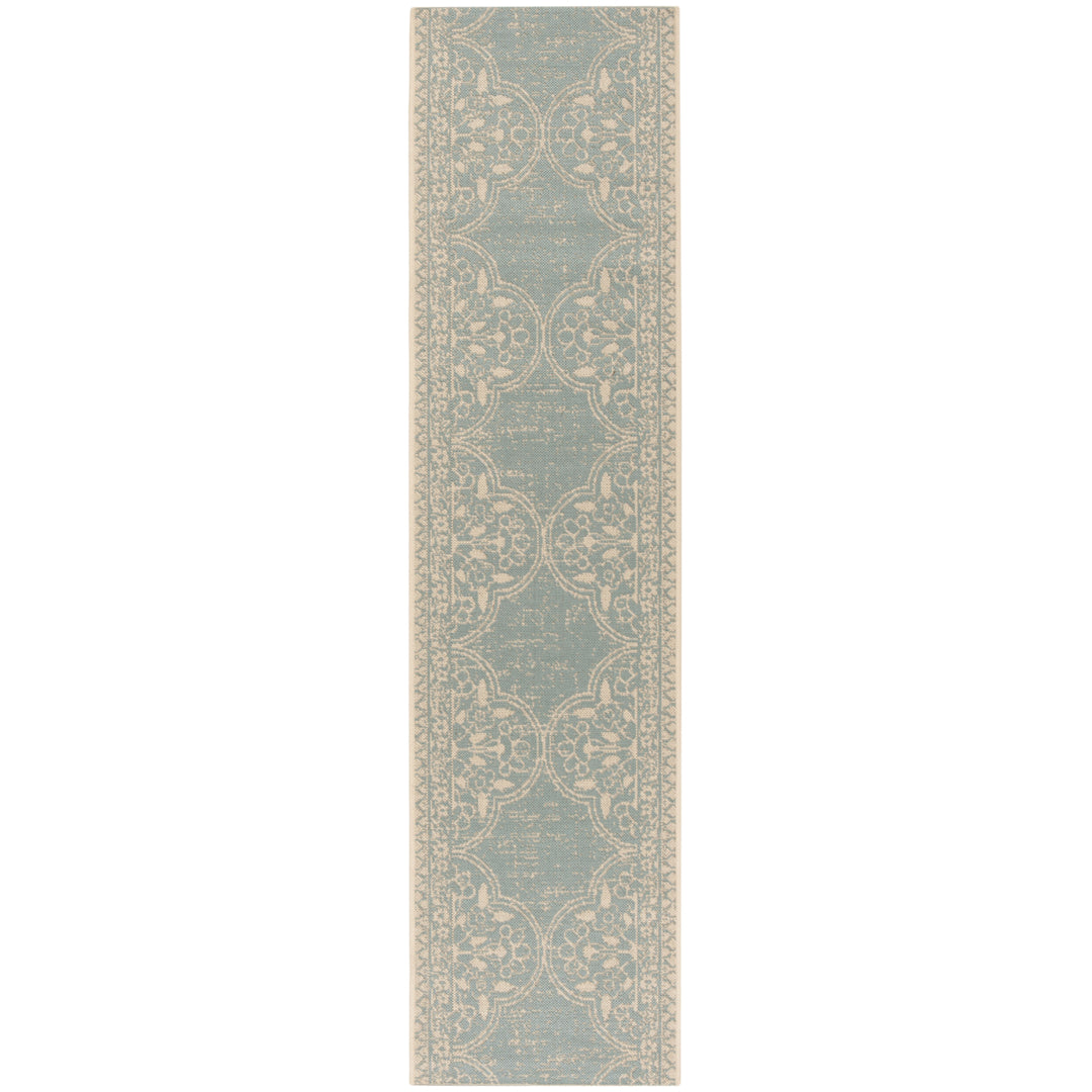 SAFAVIEH Outdoor LND174L Linden Collection Cream / Aqua Rug Image 6