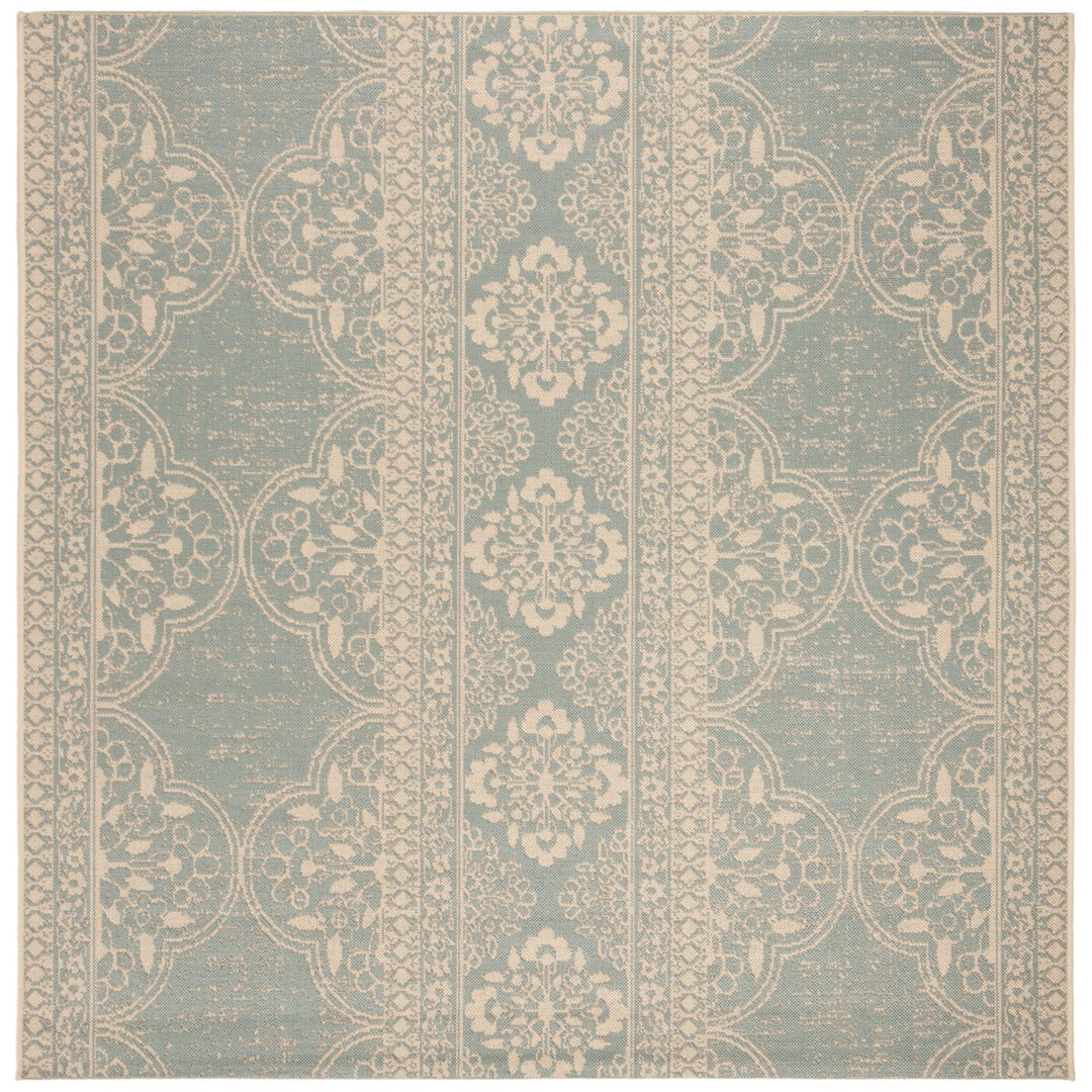 SAFAVIEH Outdoor LND174L Linden Collection Cream / Aqua Rug Image 1