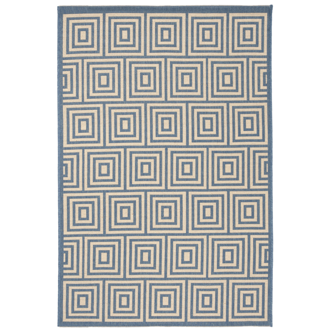 SAFAVIEH Outdoor LND173N Linden Collection Cream / Blue Rug Image 10