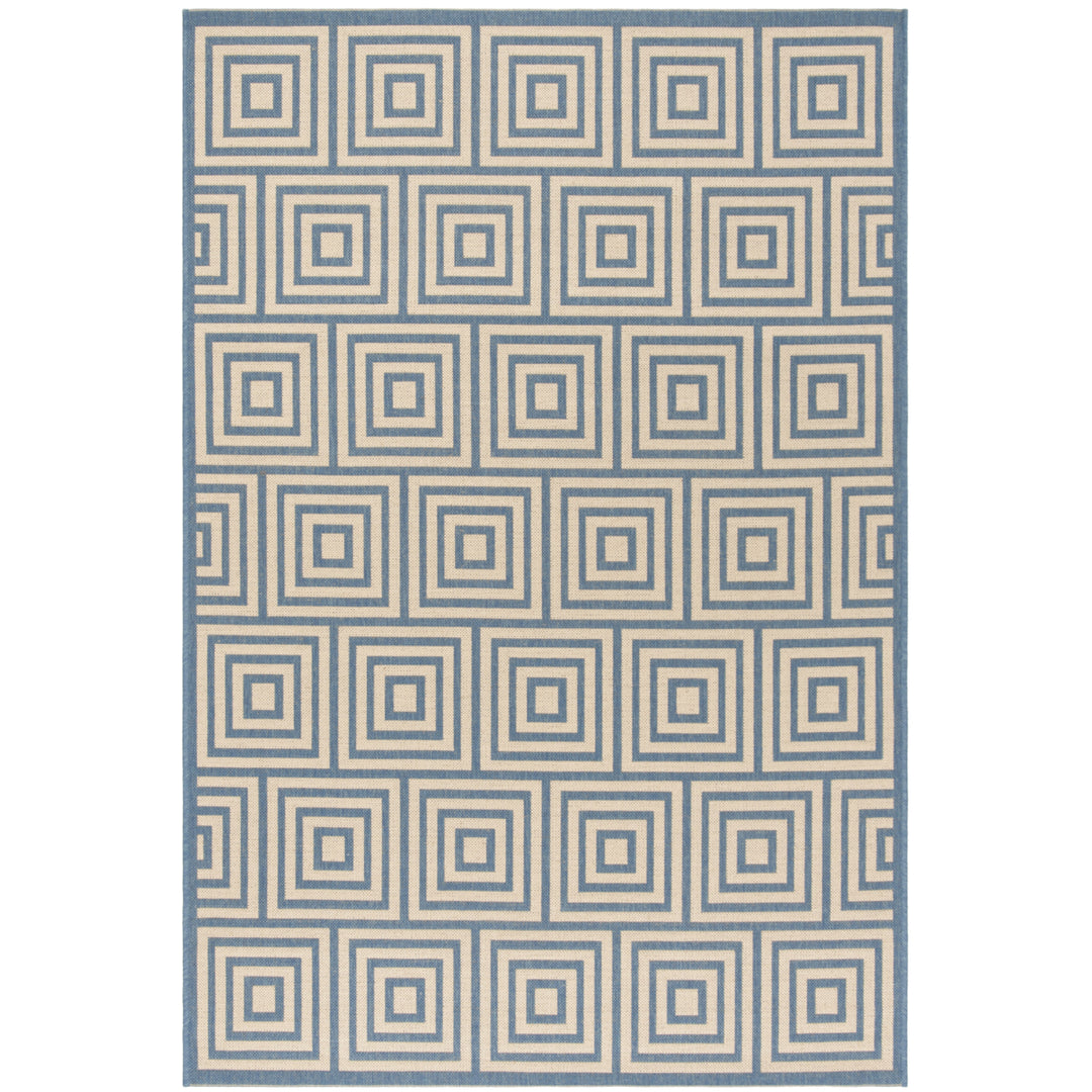 SAFAVIEH Outdoor LND173N Linden Collection Cream / Blue Rug Image 11