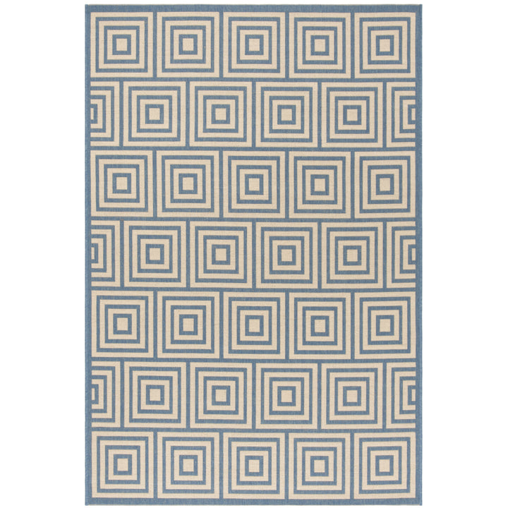 SAFAVIEH Outdoor LND173N Linden Collection Cream / Blue Rug Image 11