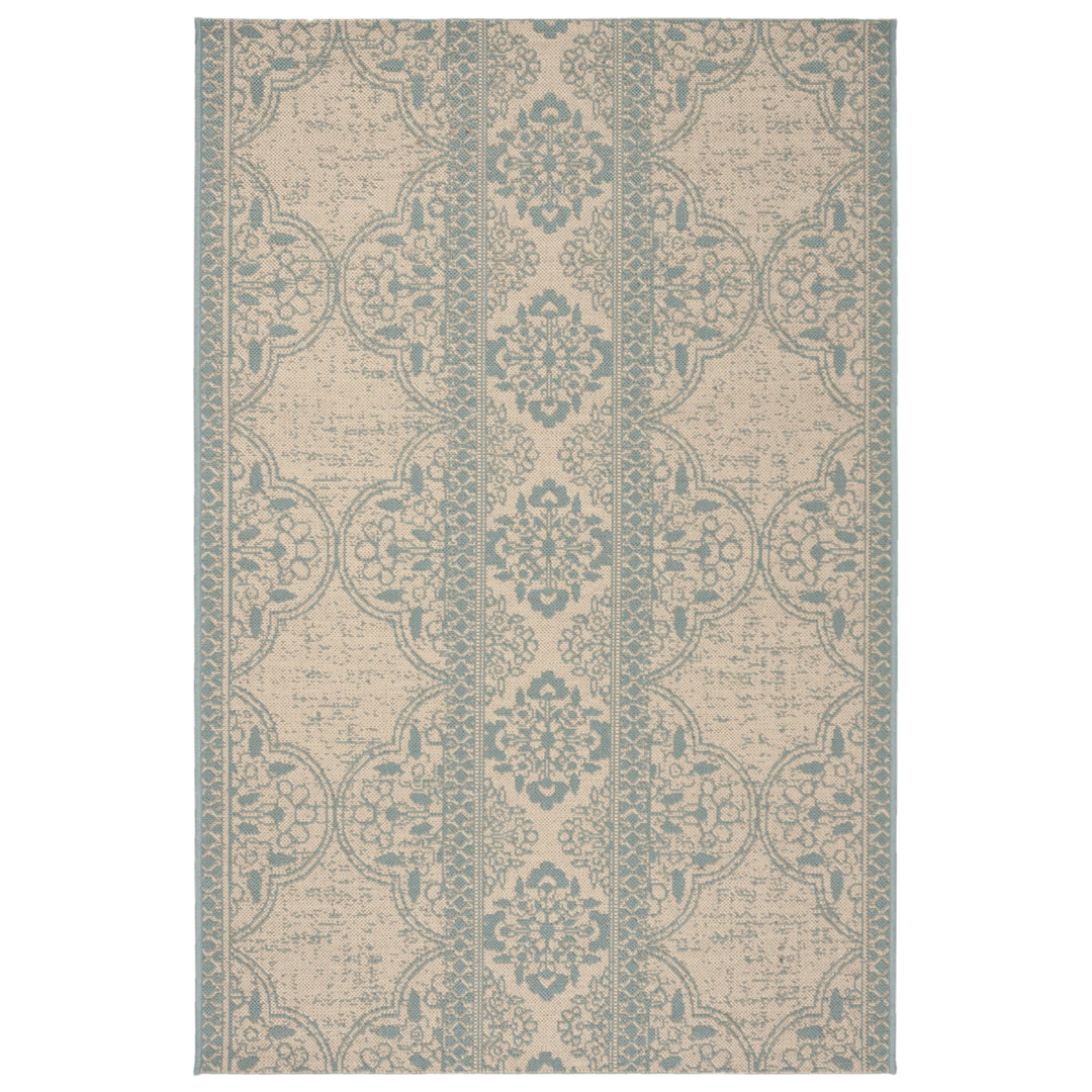 SAFAVIEH Outdoor LND174K Linden Collection Aqua / Cream Rug Image 9