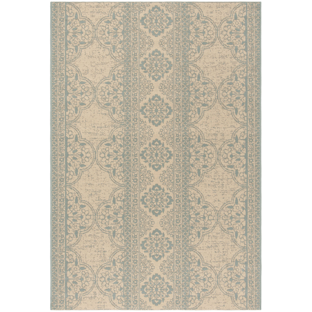 SAFAVIEH Outdoor LND174K Linden Collection Aqua / Cream Rug Image 10