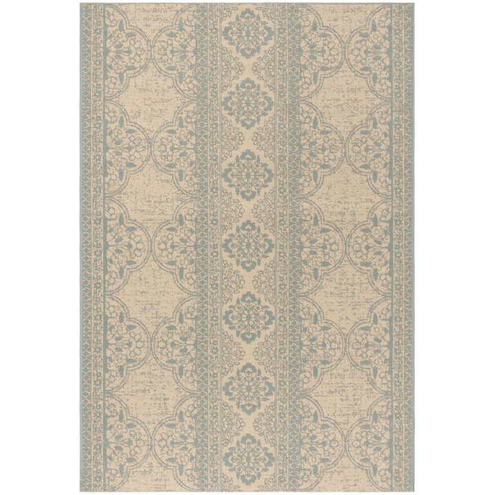 SAFAVIEH Outdoor LND174K Linden Collection Aqua / Cream Rug Image 10