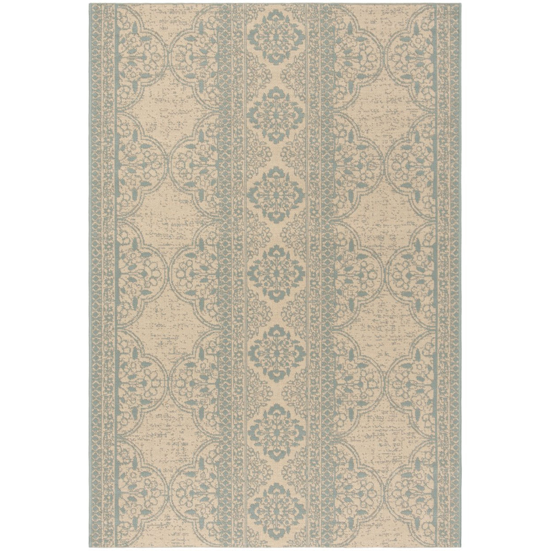 SAFAVIEH Outdoor LND174K Linden Collection Aqua / Cream Rug Image 1