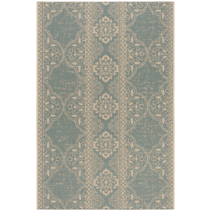 SAFAVIEH Outdoor LND174L Linden Collection Cream / Aqua Rug Image 10