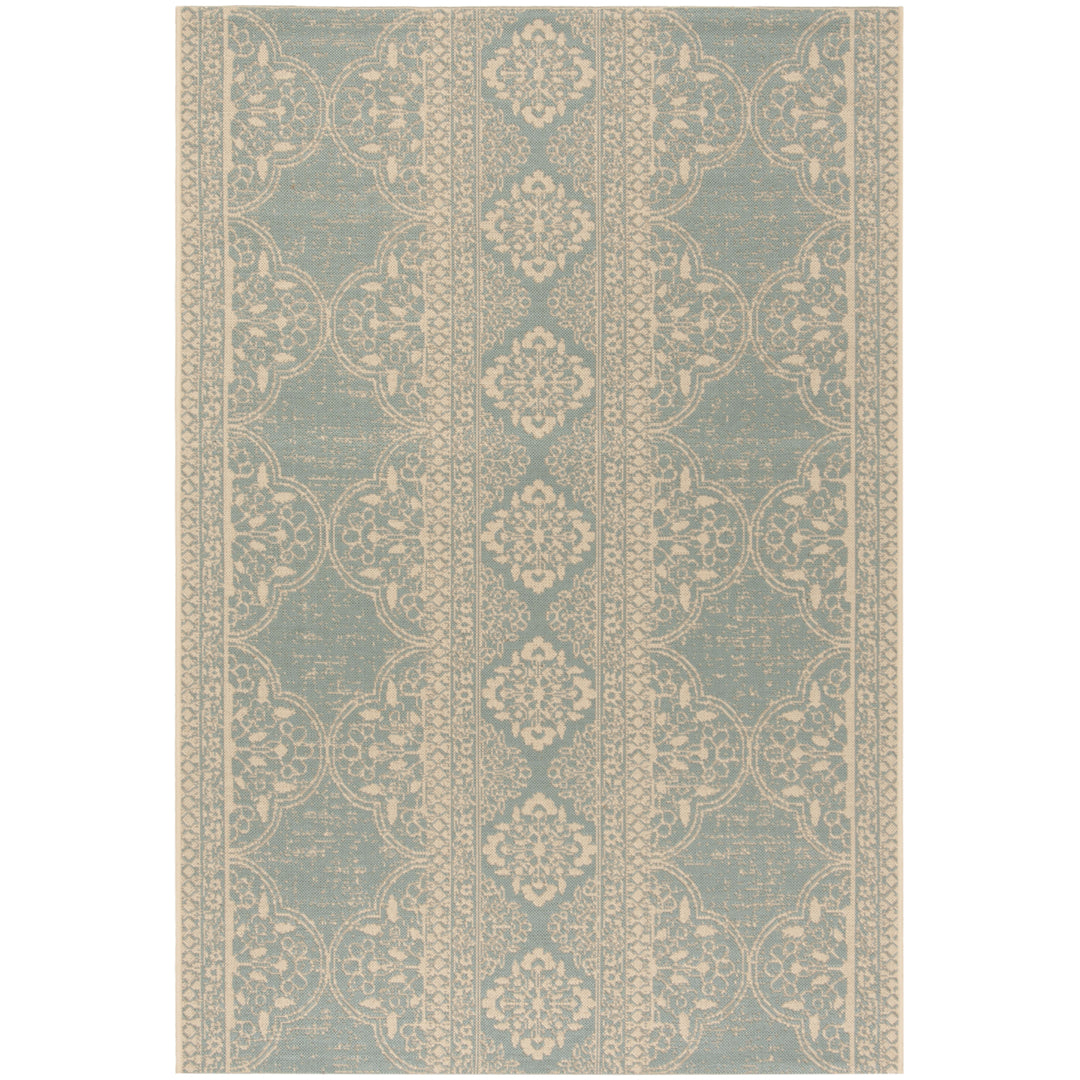 SAFAVIEH Outdoor LND174L Linden Collection Cream / Aqua Rug Image 11