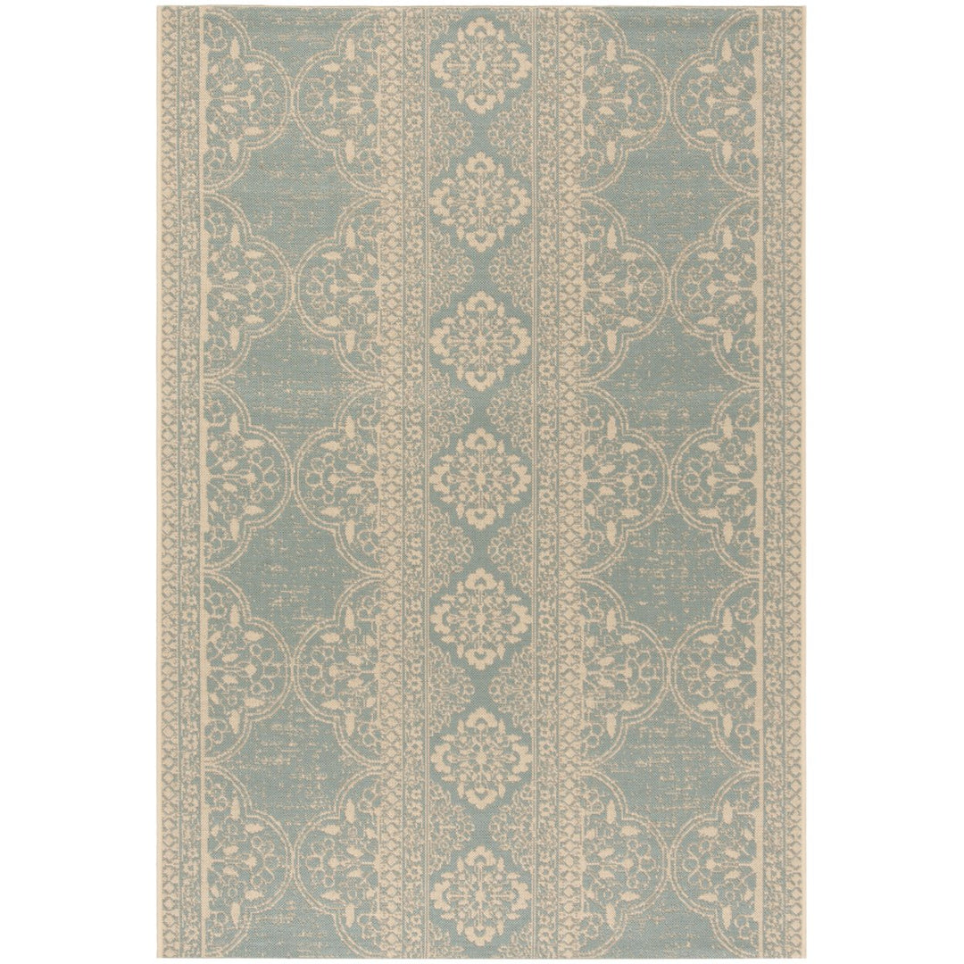 SAFAVIEH Outdoor LND174L Linden Collection Cream / Aqua Rug Image 1