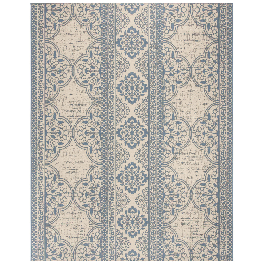 SAFAVIEH Outdoor LND174M Linden Collection Blue / Creme Rug Image 4