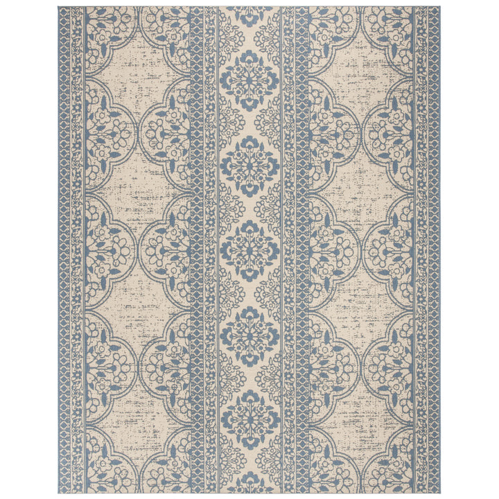 SAFAVIEH Outdoor LND174M Linden Collection Blue / Creme Rug Image 4