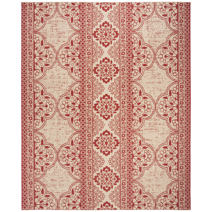 SAFAVIEH Outdoor LND174Q Linden Collection Red / Creme Rug Image 3