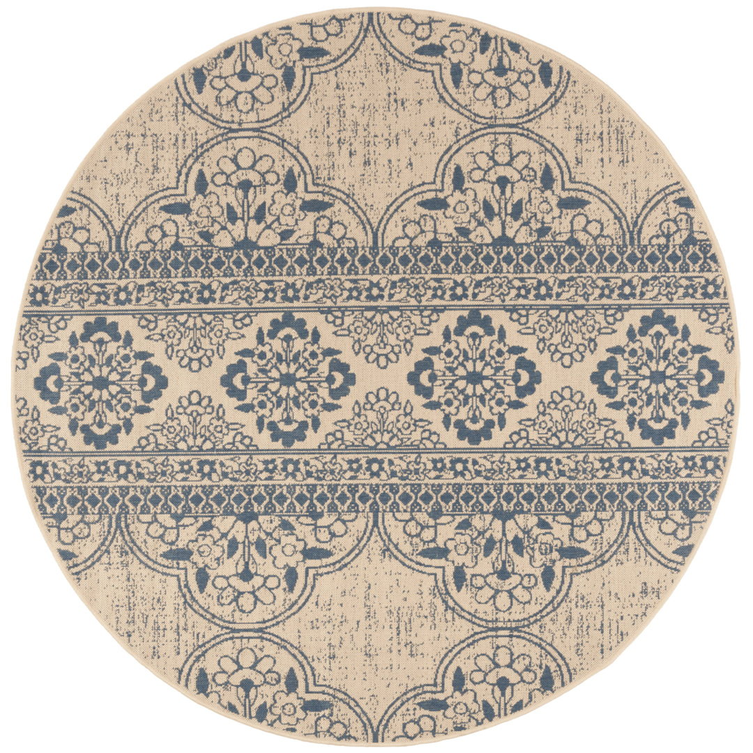 SAFAVIEH Outdoor LND174M Linden Collection Blue / Creme Rug Image 5