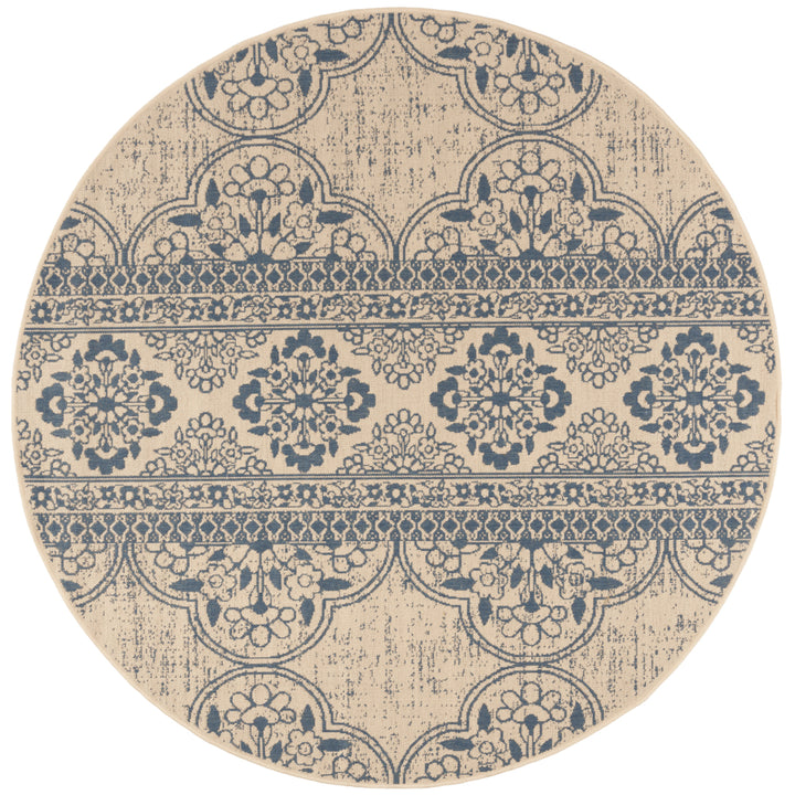 SAFAVIEH Outdoor LND174M Linden Collection Blue / Creme Rug Image 5