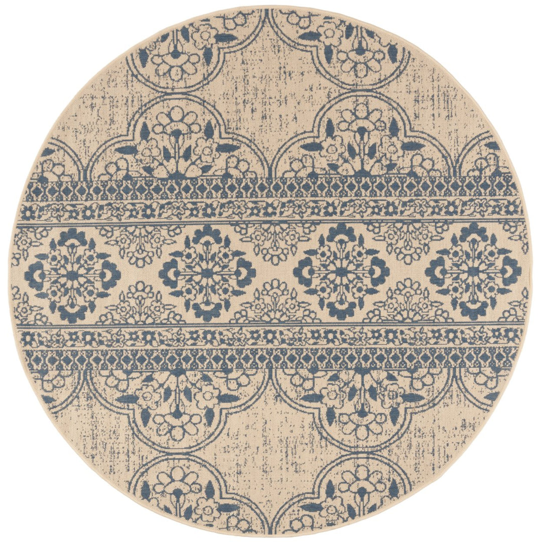 SAFAVIEH Outdoor LND174M Linden Collection Blue / Creme Rug Image 1