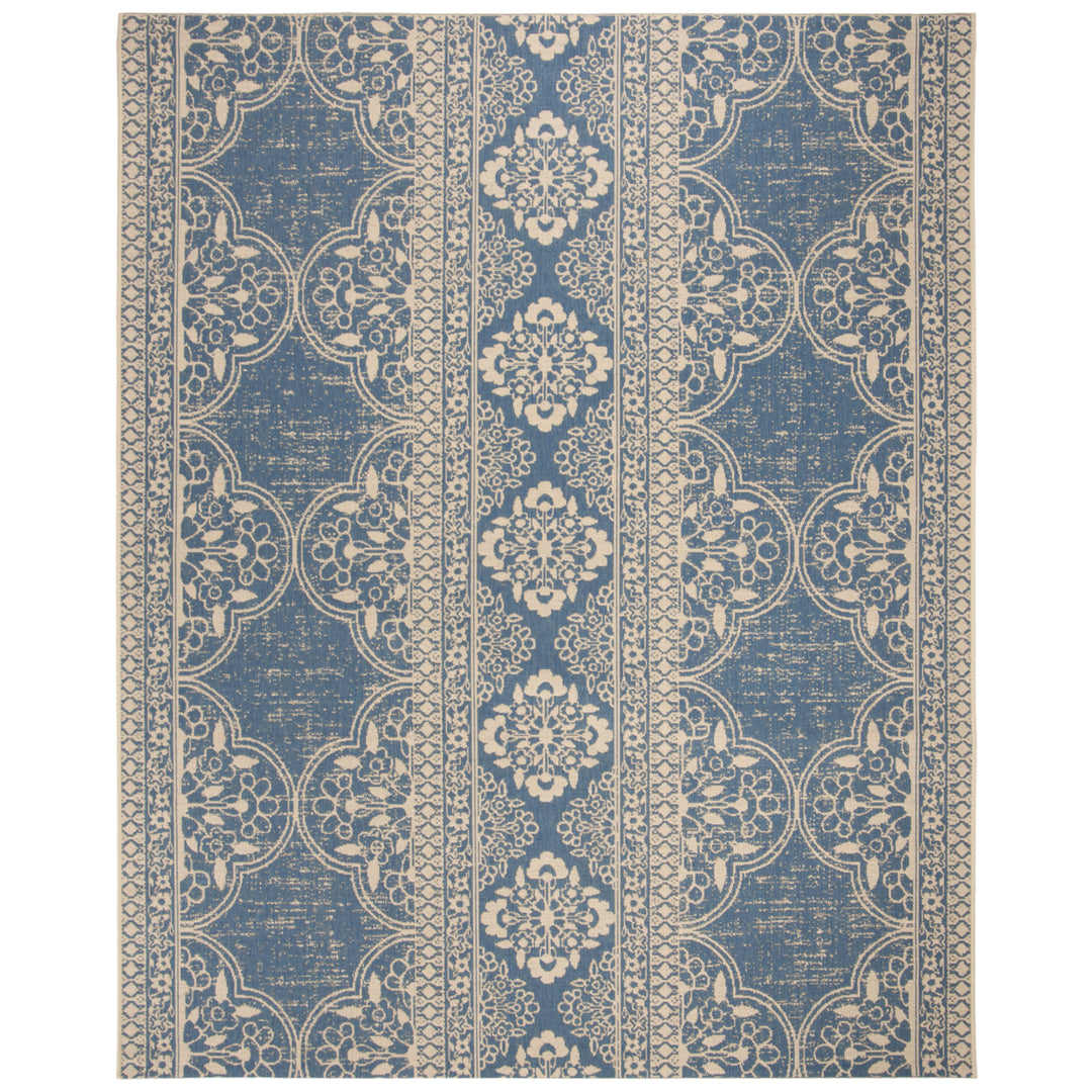 SAFAVIEH Outdoor LND174N Linden Collection Cream / Blue Rug Image 4