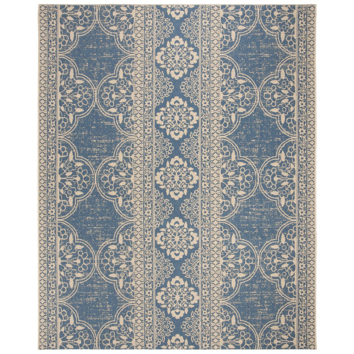 SAFAVIEH Outdoor LND174N Linden Collection Cream / Blue Rug Image 1