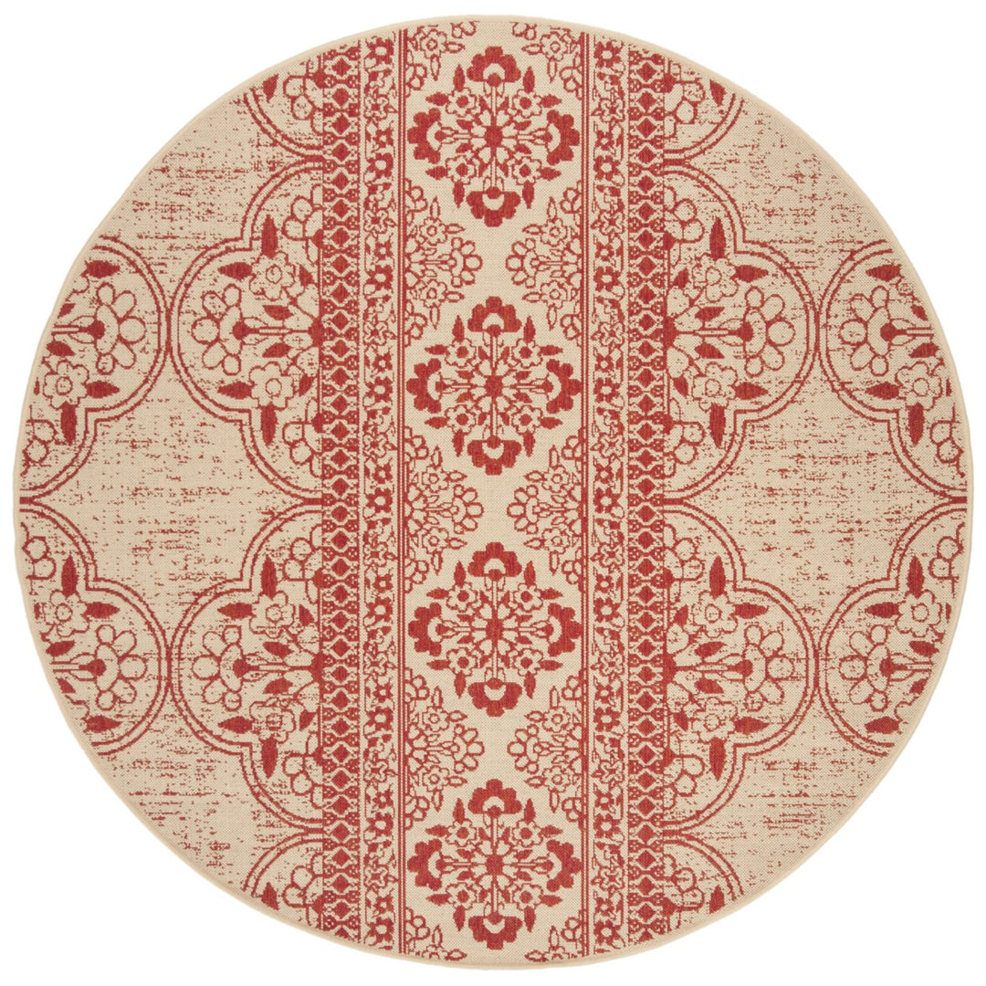 SAFAVIEH Outdoor LND174Q Linden Collection Red / Creme Rug Image 1