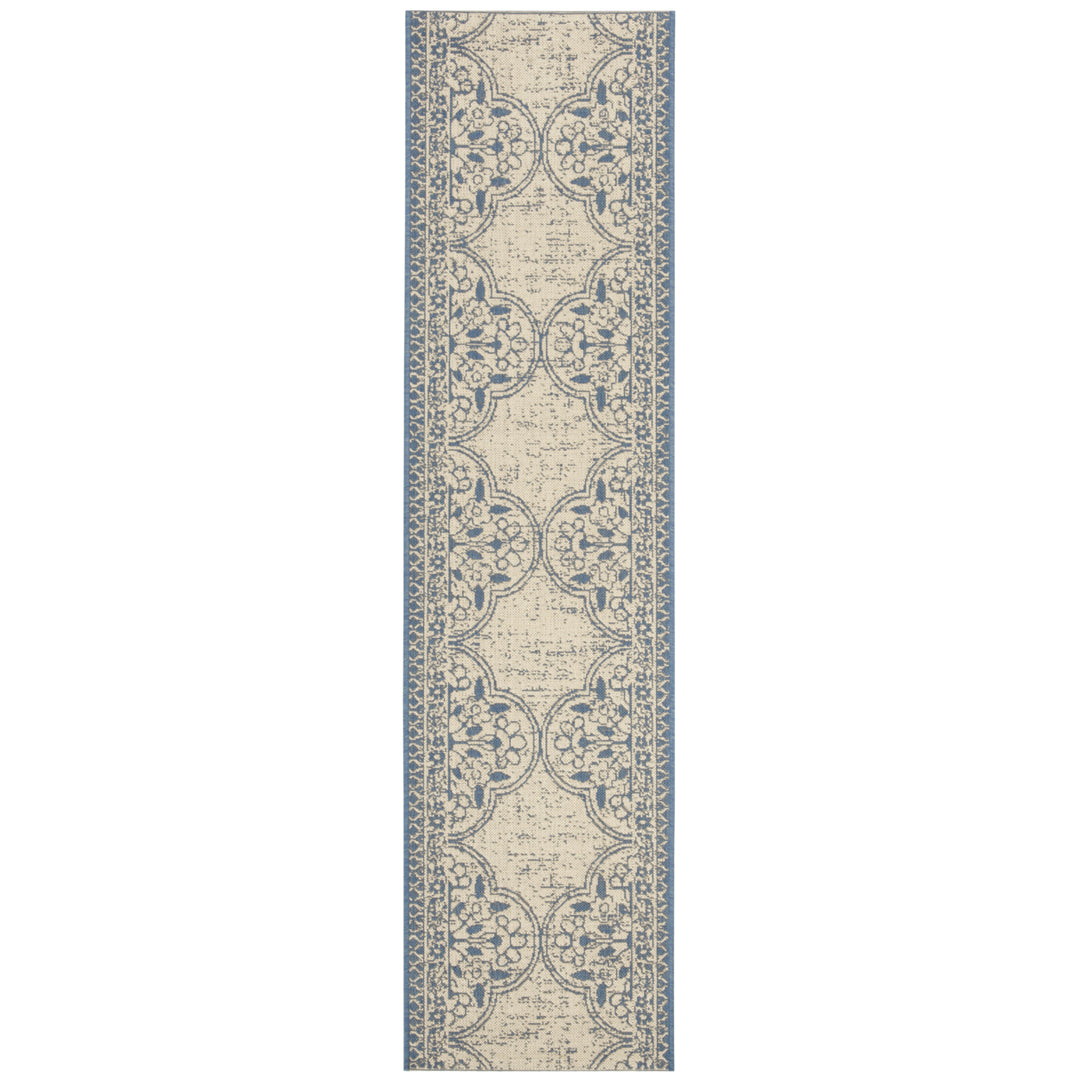 SAFAVIEH Outdoor LND174M Linden Collection Blue / Creme Rug Image 6