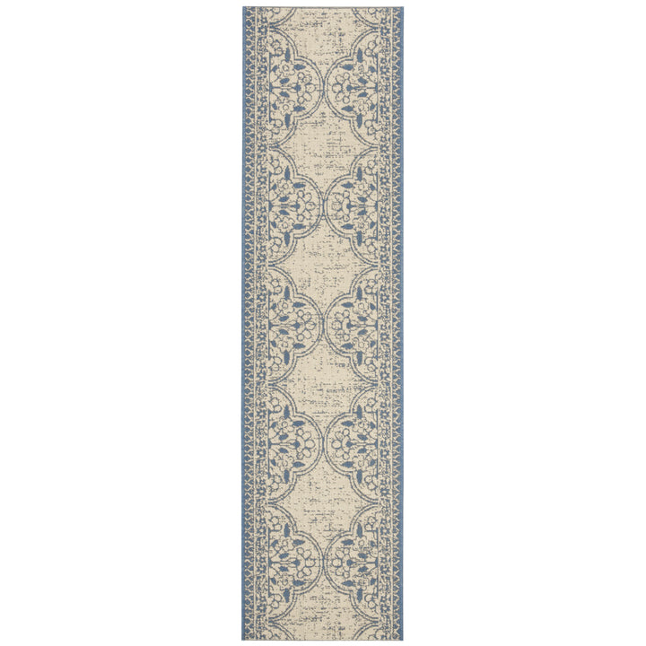 SAFAVIEH Outdoor LND174M Linden Collection Blue / Creme Rug Image 6