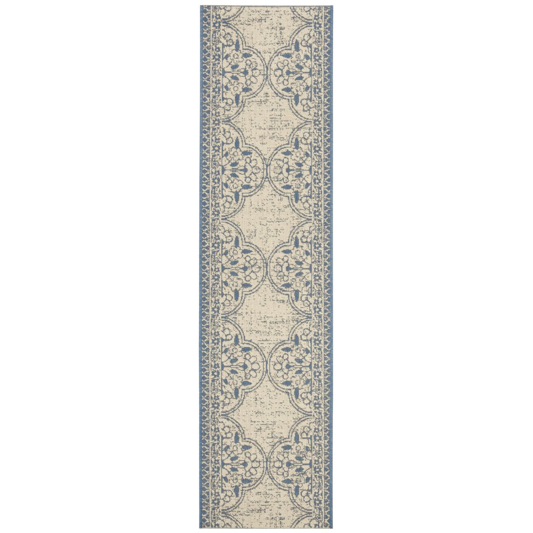 SAFAVIEH Outdoor LND174M Linden Collection Blue / Creme Rug Image 1