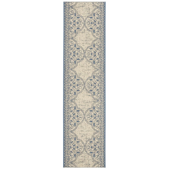 SAFAVIEH Outdoor LND174M Linden Collection Blue / Creme Rug Image 1