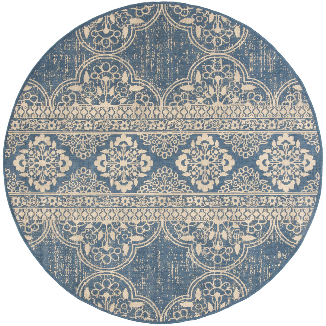 SAFAVIEH Outdoor LND174N Linden Collection Cream / Blue Rug Image 5