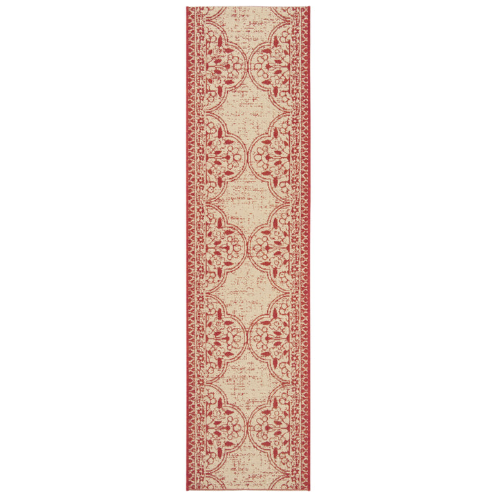 SAFAVIEH Outdoor LND174Q Linden Collection Red / Creme Rug Image 5