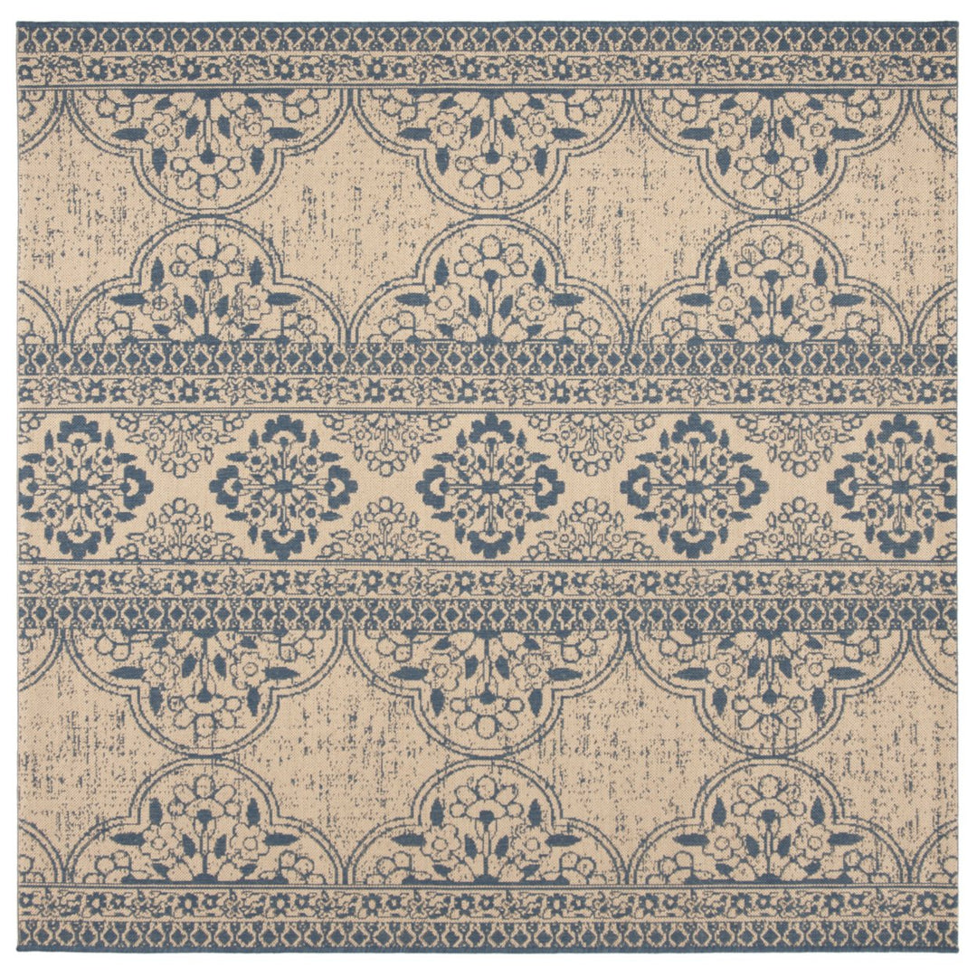 SAFAVIEH Outdoor LND174M Linden Collection Blue / Creme Rug Image 1