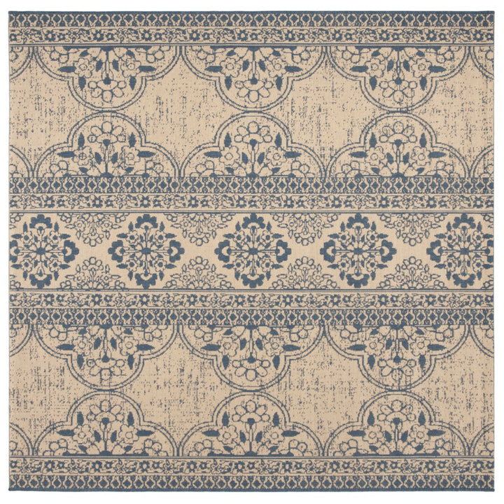 SAFAVIEH Outdoor LND174M Linden Collection Blue / Creme Rug Image 1