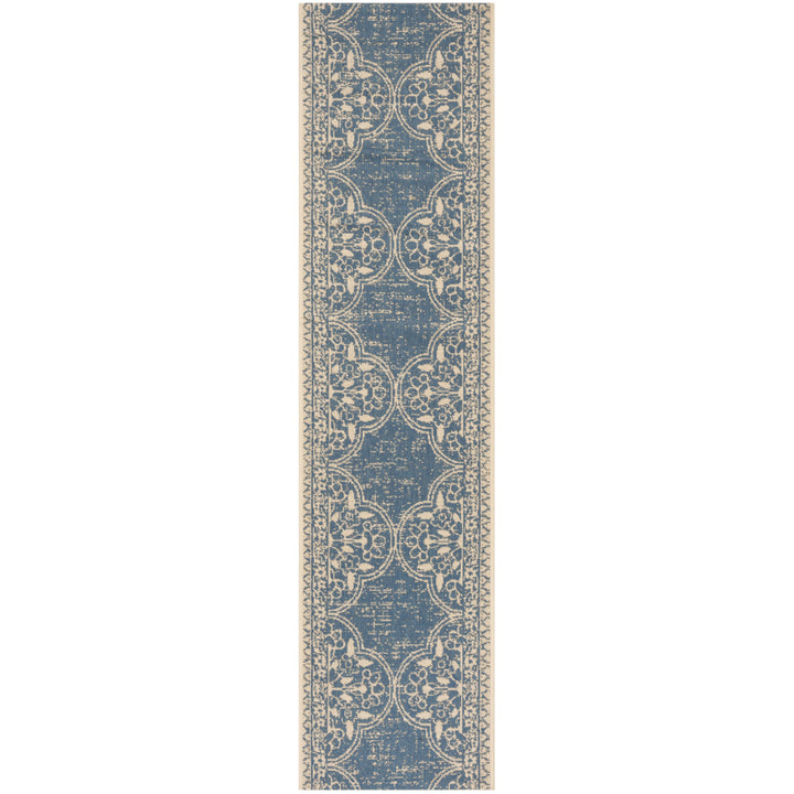 SAFAVIEH Outdoor LND174N Linden Collection Cream / Blue Rug Image 6