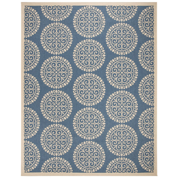 SAFAVIEH Outdoor LND176M Linden Collection Blue / Creme Rug Image 4