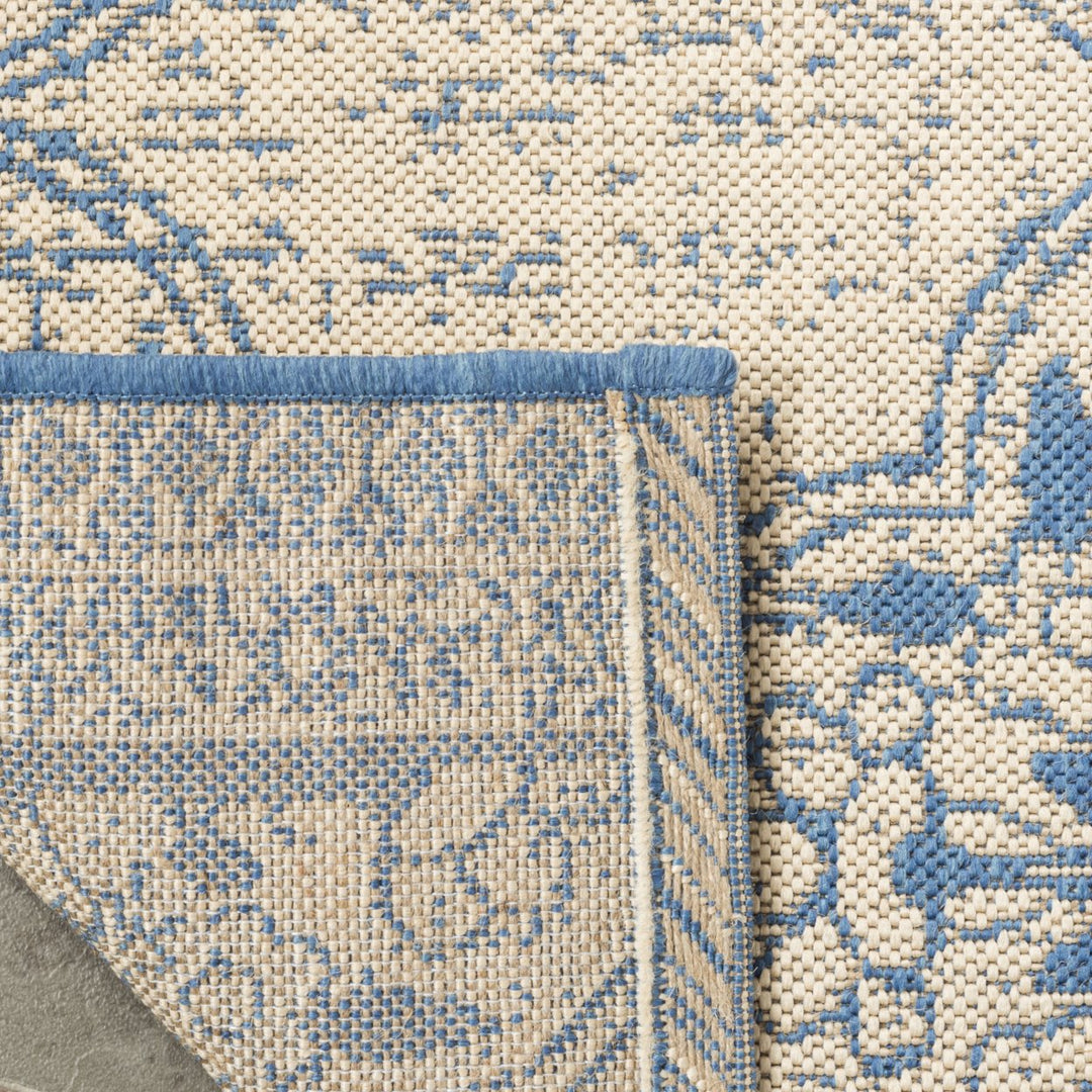 SAFAVIEH Outdoor LND174M Linden Collection Blue / Creme Rug Image 9