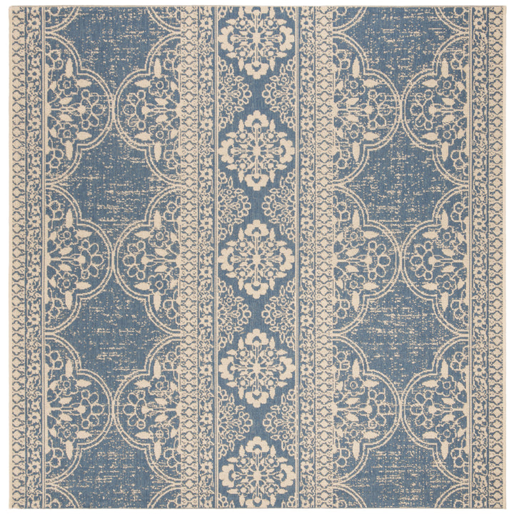 SAFAVIEH Outdoor LND174N Linden Collection Cream / Blue Rug Image 7