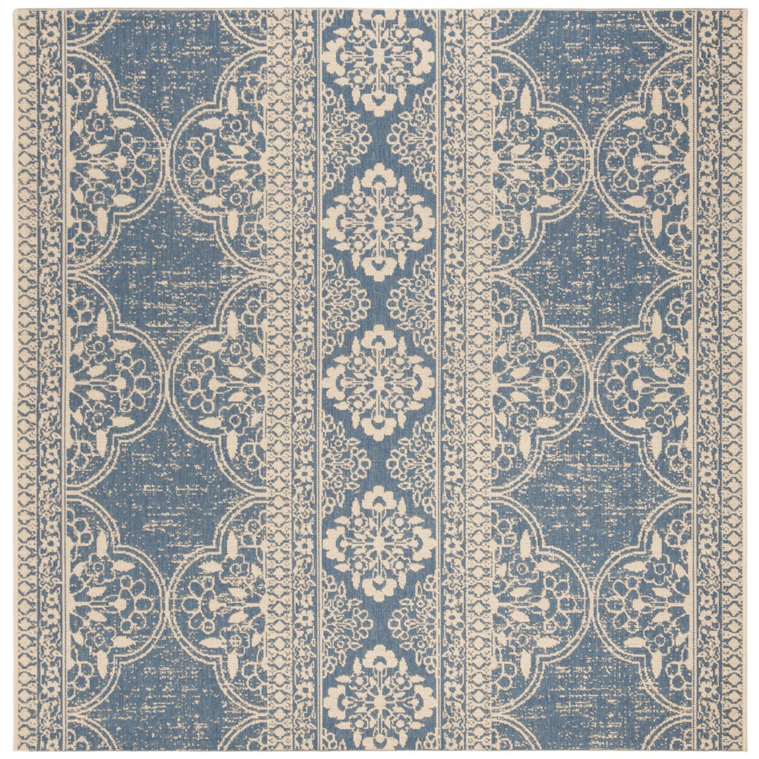 SAFAVIEH Outdoor LND174N Linden Collection Cream / Blue Rug Image 1