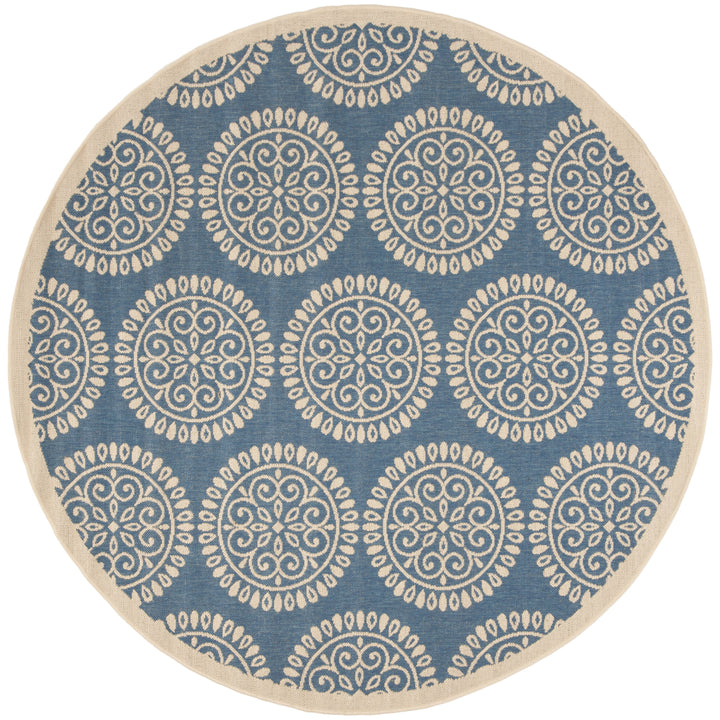 SAFAVIEH Outdoor LND176M Linden Collection Blue / Creme Rug Image 5