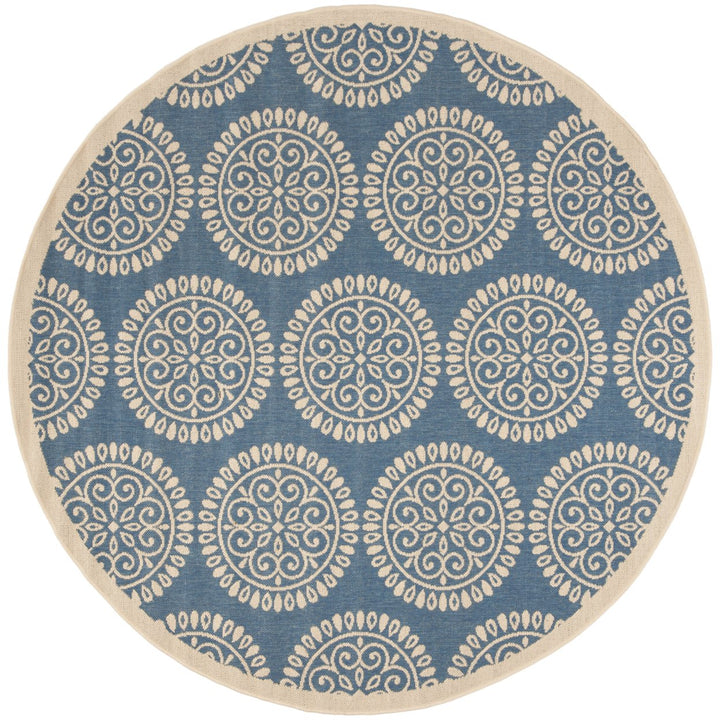 SAFAVIEH Outdoor LND176M Linden Collection Blue / Creme Rug Image 1