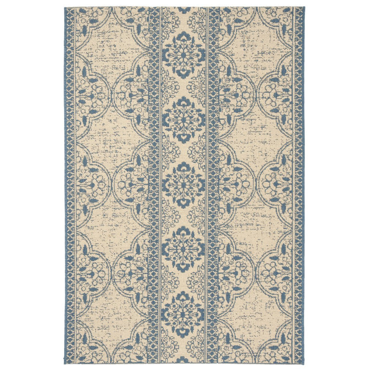 SAFAVIEH Outdoor LND174M Linden Collection Blue / Creme Rug Image 10