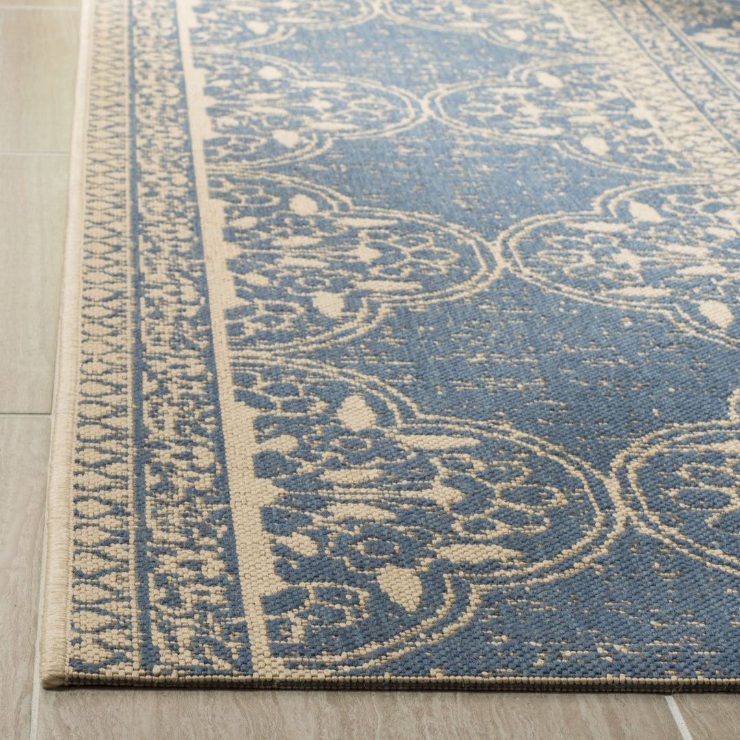 SAFAVIEH Outdoor LND174N Linden Collection Cream / Blue Rug Image 8