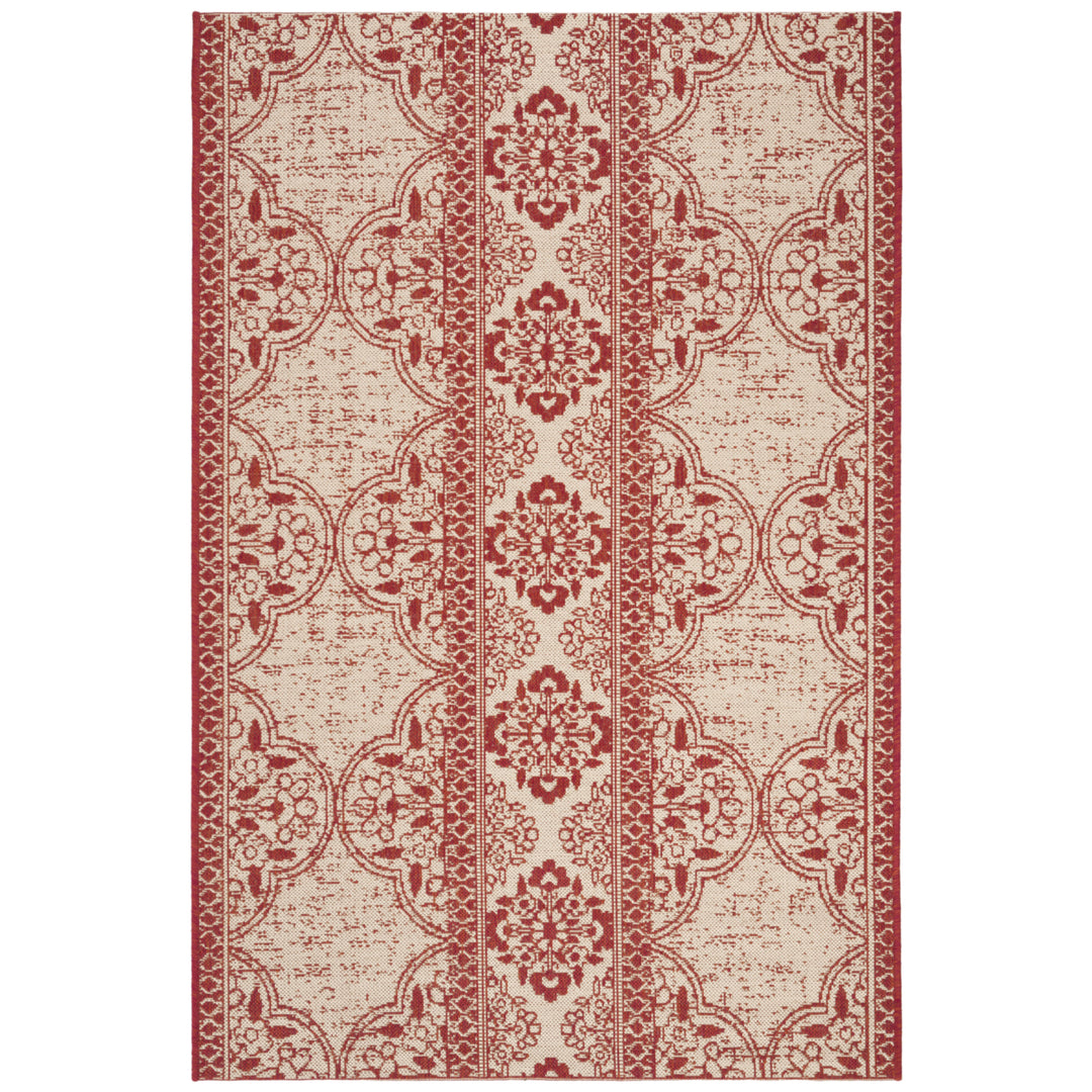 SAFAVIEH Outdoor LND174Q Linden Collection Red / Creme Rug Image 8