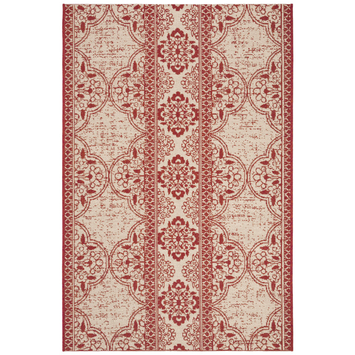 SAFAVIEH Outdoor LND174Q Linden Collection Red / Creme Rug Image 8