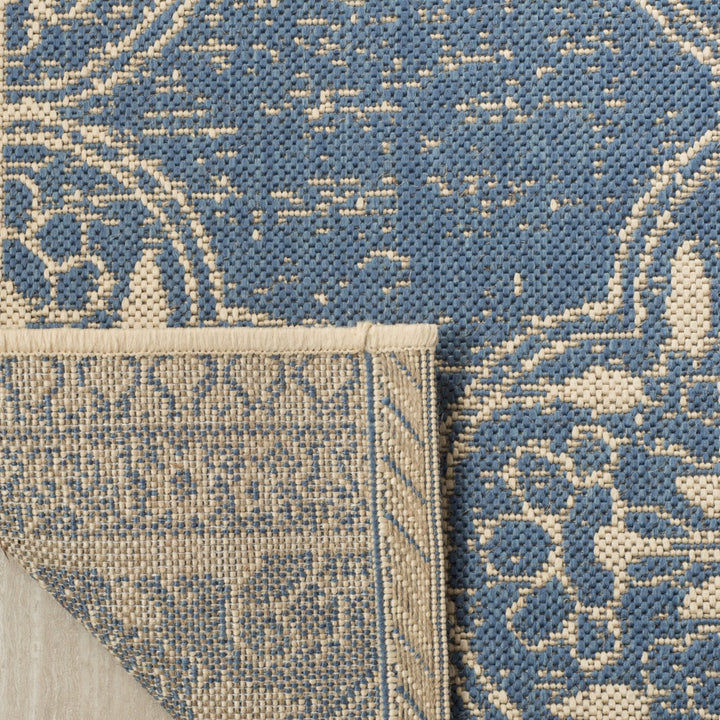 SAFAVIEH Outdoor LND174N Linden Collection Cream / Blue Rug Image 9