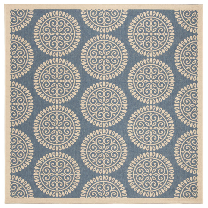 SAFAVIEH Outdoor LND176M Linden Collection Blue / Creme Rug Image 7