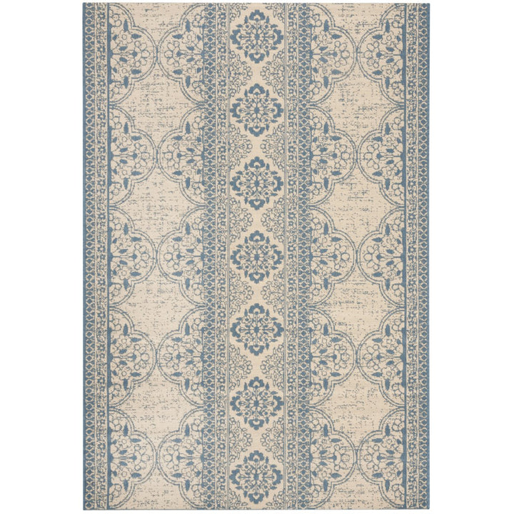 SAFAVIEH Outdoor LND174M Linden Collection Blue / Creme Rug Image 11